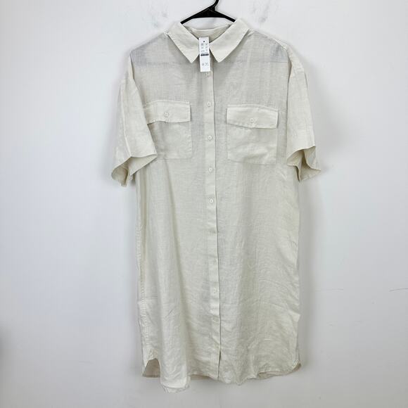 J.Crew Tall Utility Shirtdress Linen Natural Beige Relaxed Pockets Small NWT - Picture 5 of 12